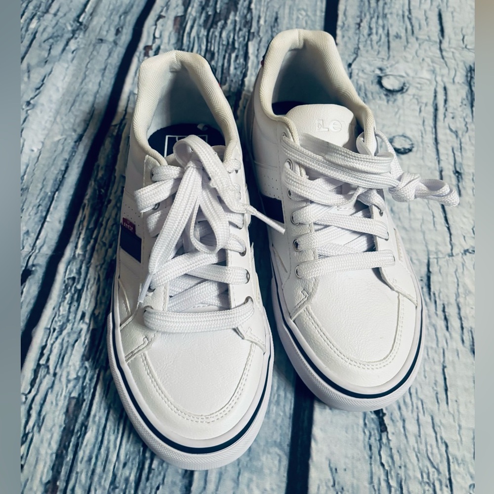 Levi's White Kids Sneakers with Black Stripe